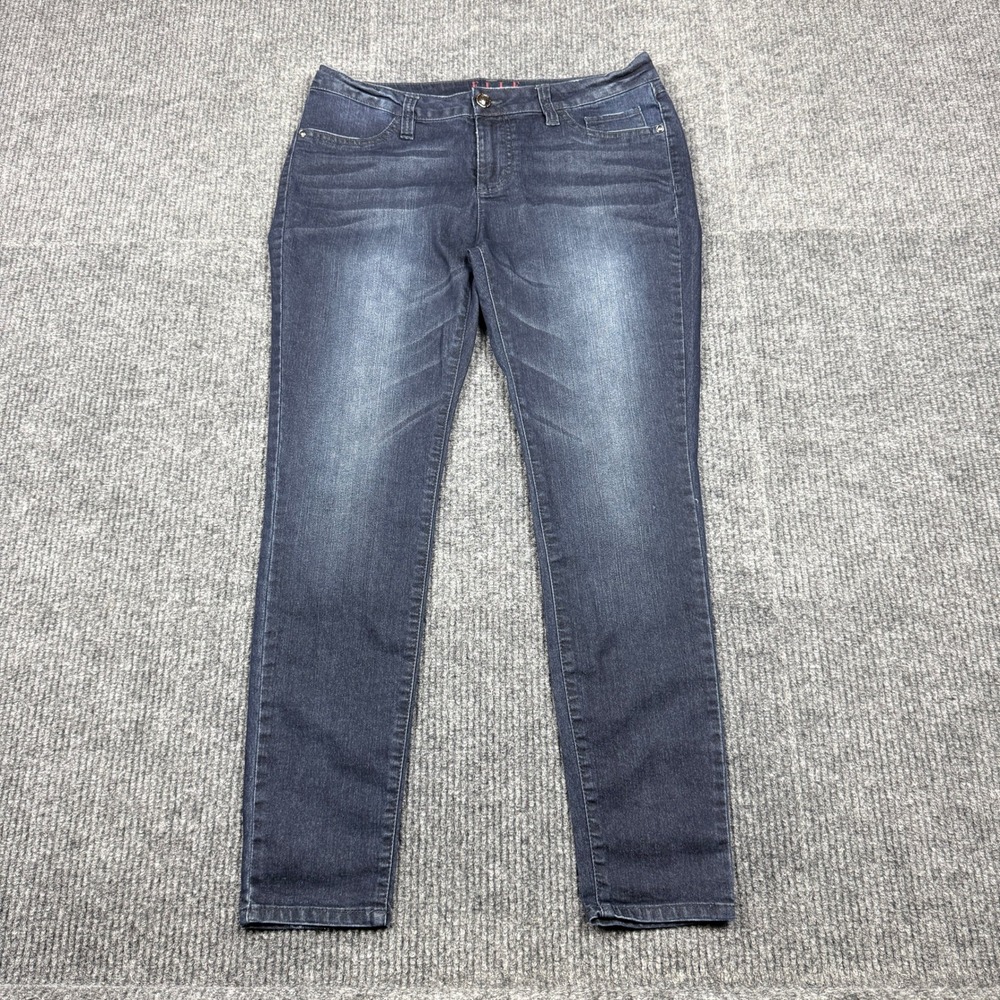 Elle Paris Womens Dark Wash Skinny Jeans Size 14R Stretch Denim Whiskered